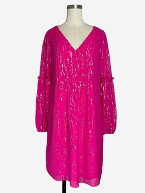 Lilly Pulitzer Hot pink silk blend Cleme Bubble-Print Dress preppy Barbiecore 6